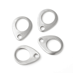 Stainless Steel Color 201 Stainless Steel Chain Tabs, Chain Extender Connectors, Teardrop, Hollow, Stainless Steel Color, 13x10x0.9~1mm, Hole: 2mm