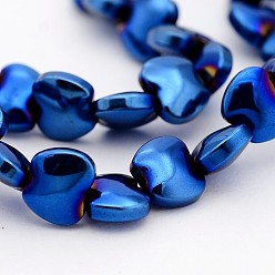 Blue Plated Electroplate Non-magnetic Synthetic Hematite Bead Strands, Apple, Blue Plated, 5x6x3mm, Hole: 1mm, about 77pcs/strand, 15.7 inch