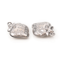 Stainless Steel Color 304 Stainless Steel Charms, Strawberry, Stainless Steel Color, 15x11x4mm, Hole: 1.2mm