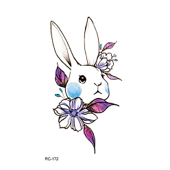 Rabbit Anmial Theme Removable Temporary Water Proof Tattoos Paper Stickers, Rabbit Pattern, 10.5x6cm