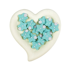 Turquoise Perles de silicone écologiques de qualité alimentaire star, perles à mâcher pour les jouets de dentition, Diy soins infirmiers colliers faisant, turquoise, 27x27mm