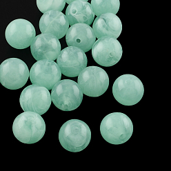 Aguamarina mediana Piedras preciosas perlas de imitación de acrílico redonda, aguamarina mediana, 6 mm, Agujero: 1.5 mm, sobre 4100 unidades / 500 g