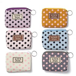 Mixed Color Polka Dot Pattern Cotton Clothlike Bags, Change Purse, with Handle Ring, Mixed Color, 9x10.5x1.35cm