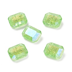 Sphinx Crackle Moonlight Style Glass Rhinestone Cabochons, Flat Back & Back Plated, Rectangle, Sphinx, 10x8x4.7mm
