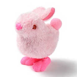 Pink Wind Up Rabbit Dolls, Novelty Jumping Gag Toy, Plush Chick Toys for Easter Party Favors, Pink, 80x53x73~78mm