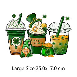 Drink Saint Patrick's Day Theme PET Sublimation Stickers, Heat Transfer Film, Iron on Vinyls, for Clothes Decoration, Drink, 170x250mm