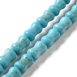 Turquoise Brins de perles synthétiques teintes en turquoise, os, turquoise, 13x8mm, Trou: 1mm, Environ 29 pcs/chapelet, 15'' (38.1 cm)