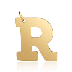 Letter R 201 Stainless Steel Pendants, Letter, Golden, Letter.R, 30x27.5x1.5mm, Hole: 4.5mm