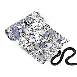Cat Shape Sac de stylo roll-up en tissu d'impression, sacs de stylo de stockage de sac enveloppant doux, Fournitures scolaires et scolaires, Motif de chat, 200x230mm
