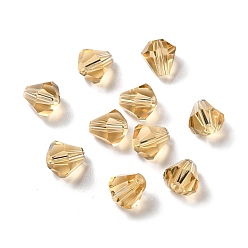 Verge D'or Verre imitation perles de cristal autrichien, facette, diamant, verge d'or, 10x9mm, Trou: 1mm