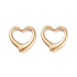 Oro 304 de acero inoxidable que une los anillos, corazón, dorado, 16.5x16.5x3 mm