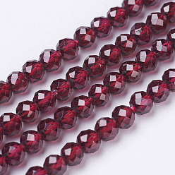 Garnet Natural Garnet Beads Strands, Faceted, Round, 3mm, Hole: 1mm, about 134pcs/strand, 15.7 inch(40cm)