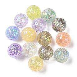 Mixed Color UV Plating Opaque Acrylic Beads, Iridescent, Round, Mixed Color, 16mm, Hole: 3mm