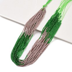 Vert Foncé Brins de perles de verre de couleur dégradé transparent, perles multicolores segmentées, ronde à facettes, vert foncé, 2mm, Trou: 0.5mm, Environ 184~187 pcs/chapelet, 14.37'' (36.5 cm)