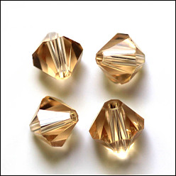 Verge D'or Imitations de perles de cristal autrichien, grade de aaa, facette, Toupie, verge d'or, 4.55x5mm, Trou: 0.7~0.9mm