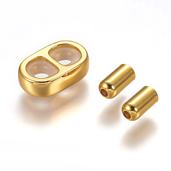 Golden 304 Stainless Steel Slider Stopper Beads and Cord End Caps, with Rubber Inside, Golden, 12x8x3mm, Rubber Hole: 3mm