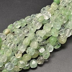 Light Green Watermelon Stone Glass Beads Strands, Tumbled Stone, Nuggets, Light Green, 9~13x9~13x9~13mm, Hole: 1mm, about 35~40pcs/strand, 15.7 inch