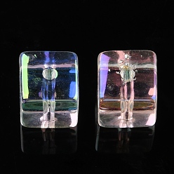 Cube Placage uv perles acryliques transparentes, iridescent, cube, cube, 8x7.5x7.5mm, Trou: 1mm