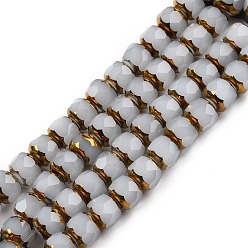 Gris Clair Chapelets de perles en verre, colonne, facette, gainsboro, 6.5x7.5mm, Trou: 1mm, Environ 60 pcs/chapelet, 14.96'' (38 cm)