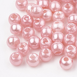 Pink ABS Plastic Beads, Imitation Pearl , Round, Pink, 6x5.5mm, Hole: 1.5mm, about 4700pcs/500g