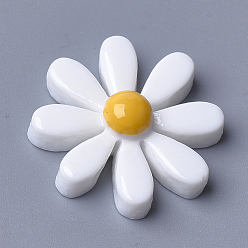 Creamy White Resin Cabochons, Flower, Creamy White, 17~18x5~6mm