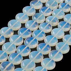 Opalite Opalite Beads Strands, Flat Round, 14.6~15.5x6~6.5mm, Hole: 0.8mm, about 27pcs/strand, 15.59''~15.87''(39.6~40.3cm)
