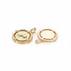 Real 18K Gold Plated Brass Pendants, Nickel Free, Flat Round, Real 18K Gold Plated, 15x11x1.5mm, Hole: 2mm
