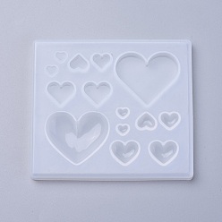 White Silicone Molds, Resin Casting Molds, For UV Resin, Epoxy Resin Jewelry Making, Heart, White, 89x78x8mm, Inner Size: 5~32x6~36mm