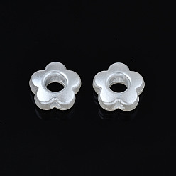 Creamy White ABS Plastic Imitation Pearl Beads, Flower, Creamy White, 9x9x4mm, Hole: 1.4mm, about 3840pcs/500g