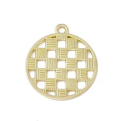 Light Gold Alloy Pendants, Flat Round with Square Charm, Light Gold, 25x22x1mm, Hole: 2mm