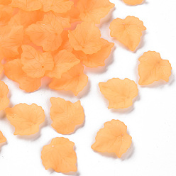 Orange Pendentifs en acrylique givré transparent thème automne, feuille d'érable, orange, 24x22.5x3mm, Trou: 1mm, environ962 pcs / 500 g