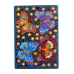 Butterfly DIY Diamond Painting Notebook Kits, including PU Leather Book, Resin Rhinestones, Diamond Sticky Pen, Tray Plate and Glue Clay, Butterfly Pattern, 210x150mm, 50 pages/book