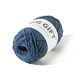 Bleu Acier Fil de coton creux, pour le tissage, tricot et crochet, bleu acier, 2mm