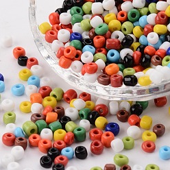Color mezclado 12/0 perlas de cristal de la semilla, colores opacos semilla, pequeñas cuentas artesanales para hacer joyas de bricolaje, rondo, agujero redondo, color mezclado, 12/0, 2 mm, agujero: 1 mm, Sobre 3333 unidades / 50 g, 50 g / bolsa, 18bolsas/2libras