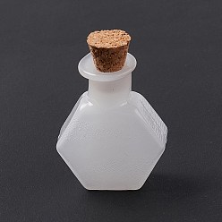 Blanc Hexagone maison de poupée miniature verre bouteilles de liège ornement, Bouteilles vides en verre pour décoration de maison de poupée, blanc, 3 cm, bouteille: 25x20.5x8.5 mm