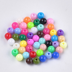 Couleur Mélangete Perles plastiques opaques, ronde, couleur mixte, 6x5.5mm, trou: 1.8 mm, environ 4790 pcs / 500 g