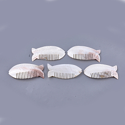 Seashell Color Freshwater Shell Combs, Fish, Seashell Color, 118~119x58~60x4~5mm
