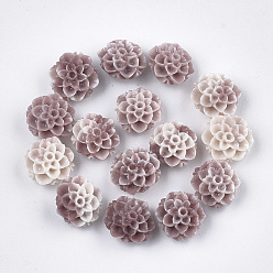 Brun Rosé  Perles de corail synthétiques, teint, fleur de lotus, brun rosé, 10x11x6.5mm, Trou: 1.2mm