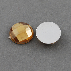 Perú Cabujones de diamante de imitación de acrílico, espalda plana, facetados, semicírculo, Perú, 8x3 mm