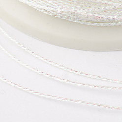 White Round Metallic Thread, Embroidery Thread, 6-Ply, White, 0.6mm, about 546.8 yards(500m)/roll