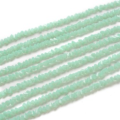 Light Green Glass Beads Strands, Imitation Jade Glass, Faceted, Polygon, Light Green, 2.5x2.5x2.5mm, Hole: 0.7mm, about 150pcs/strand, 13.39''(34cm)