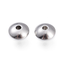 Color de Acero Inoxidable 202 de acero inoxidable perlas espaciadoras, Rondana plana, color acero inoxidable, 8x4 mm, agujero: 1.8 mm