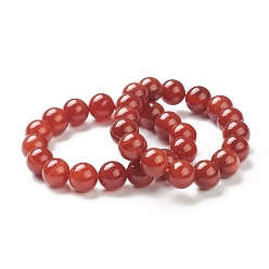 Red Agate Natural Red Agate Beaded Stretch Bracelets, Round, Beads: 12~12.5mm, Inner Diameter: 2-1/8 inch(5.4cm)