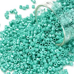Medium Aquamarine Cylinder Seed Beads, Opaque Colours Luster, Uniform Size, Medium Aquamarine, 2x1.5mm, Hole: 0.8mm, about 40000pcs/bag, about 450g/bag