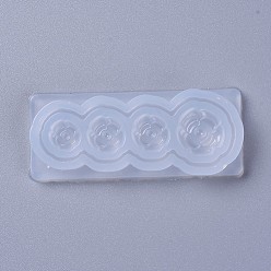 White Food Grade Silicone Molds, Resin Casting Molds, For UV Resin, Epoxy Resin Jewelry Making, Flower, White, 60x25x8mm, Flower: 8mm, 10mm and 13mm