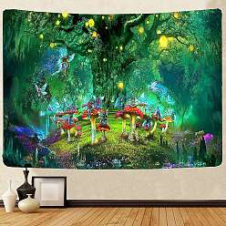 Angel & Fairy Mushroom Polyester Wall Tapestry, Rectangle Trippy Tapestry for Wall Bedroom Living Room, Fairy Pattern, 1300x1500mm