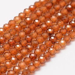 Garnet Natural Garnet Beads Strands, Faceted, Round, 3mm, Hole: 0.5~0.6mm, about 127~135pcs/strand, 15.3~15.7 inch(39~40cm)