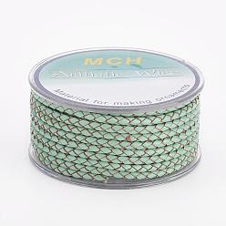 Dark Sea Green Eco-Friendly Braided Leather Cord, Leather Jewelry Cord, Jewelry DIY Making Material, Dark Sea Green, 3mm, about 5.46 yards(5m)/roll
