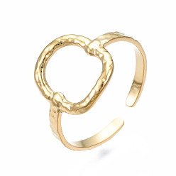 Oro 304 anillo de puño abierto ovalado de acero inoxidable, anillo grueso hueco para mujer, dorado, tamaño de EE. UU. 6 3/4 (17.1 mm)