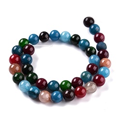 Colorful Natural White Jade Beads, Round, Dyed, Colorful, 10mm, Hole: 1.2mm, about 38pcs/strand, 14.96 inch(38cm)